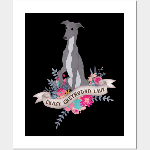 Crazy Greyhound Lady Wall Art by Psitta